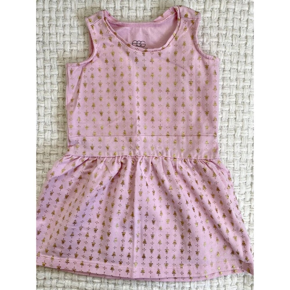 Egg Pink And Gold Sleeveless Dress